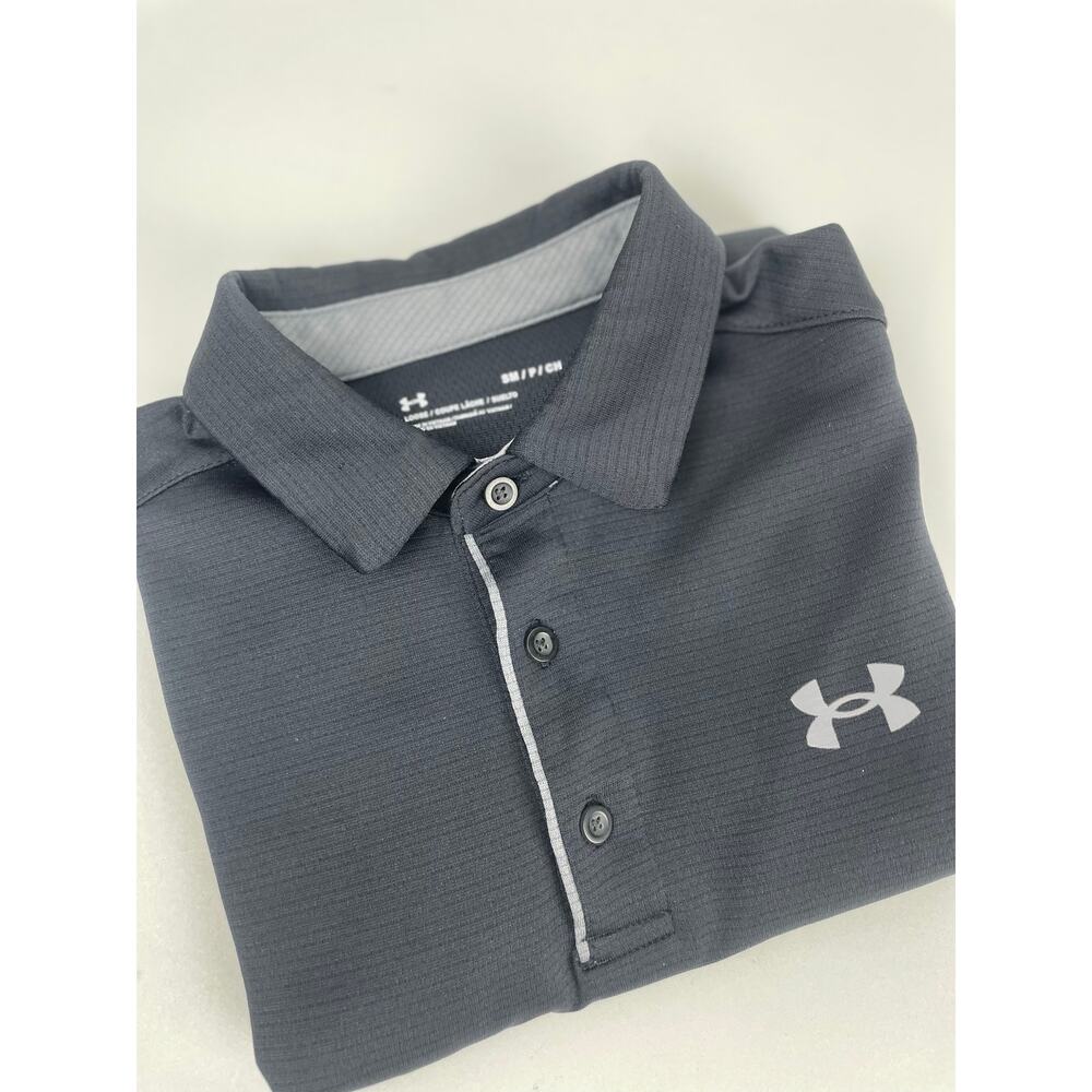 Under Armour Polo Shirt Men’s S Classic Black Gray Logo Short Sleeve